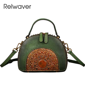 Relwaver tree cream из коровьей кожи, женские сумки-мессенджеры, полукруглая ручная сумка 2024, весенне-летняя сумка через плечо, женская сумка в китайском стиле