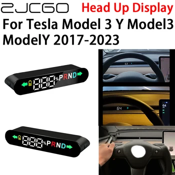ZJCGO Автомобильный HUD Головной Дисплей Спидометр Проектор Сигнализация Электронные Аксессуары для Tesla Model 3 Y Model3 ModelY 2017-2023