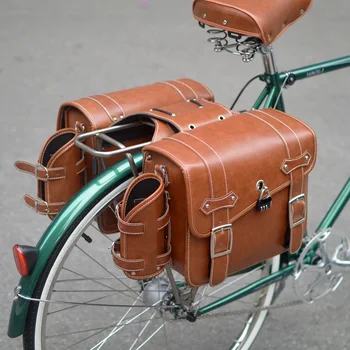Ретро Велосипедная кожаная сумка на заднюю стойку, мотоциклетная сумка, боковая сумка, сумка для езды на электромобиле, аксессуары для велосипедов