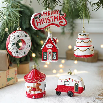 Рождественские шары, украшения для Рождественской елки, Расписные лианы, пончики, Рождественские украшения, Маленькие подвески, Предметы интерьера